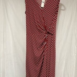 Banana Republic Red and Black Diamond Pattern Dress